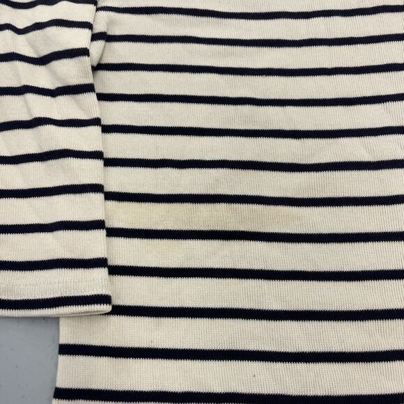 Vintage Y2k LL Bean White/Navy French Boat Neck Shirt - Picture 2 of 3